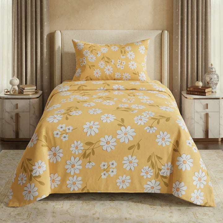 YELLOW DAISY SINGLE BEDSHEET SET