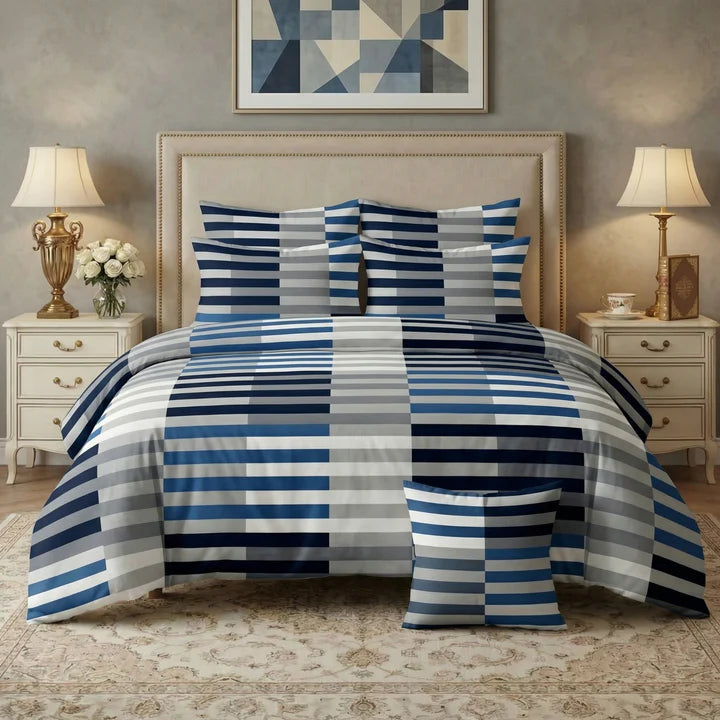BLUE LINE Comforter Set- 7 Pcs