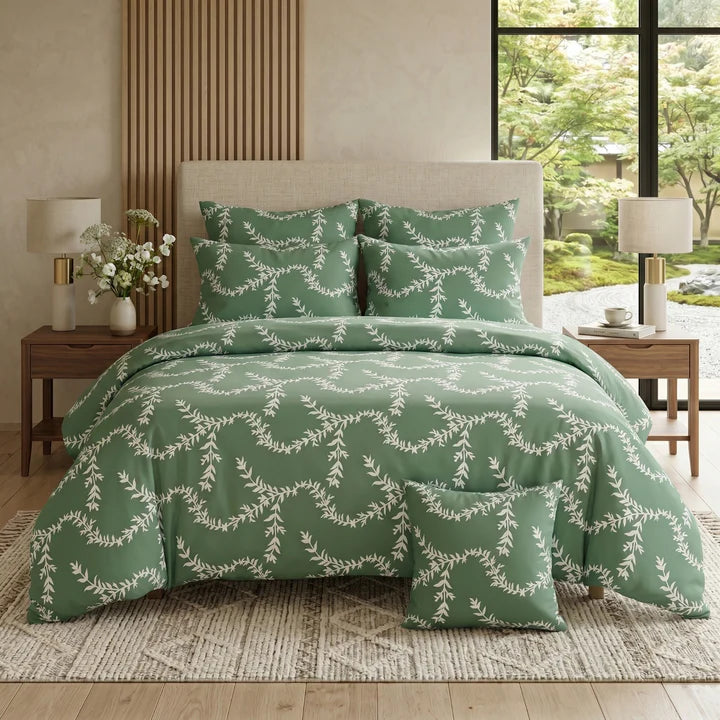EVER GREEN Comforter Set- 7 Pcs
