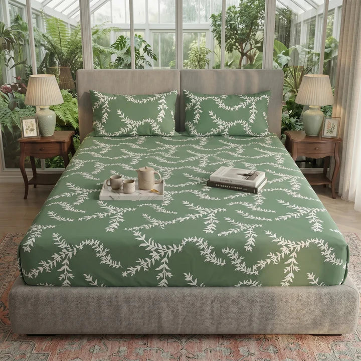 EVER GREEN FITTED SHEET - (PREMIUM)